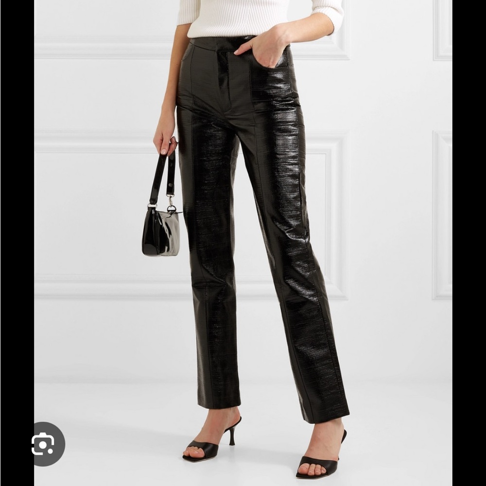 Toteme Olbia Coated Cotton Blend Straight Leg Pants